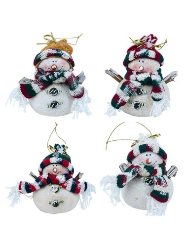 Bonhomme de neige suspension de Noël - 4 pièces