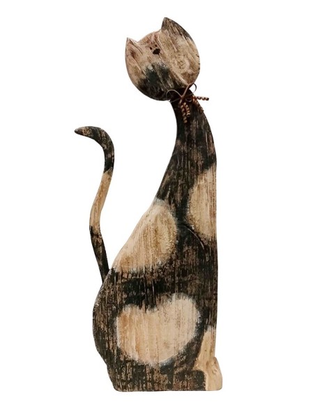 Große Katze aus Holz - 60 cm