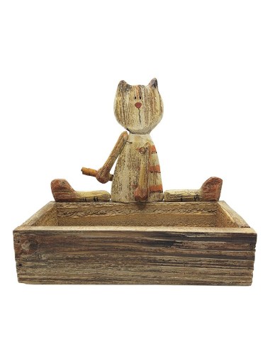 Boîte chat en bois - chat articulé