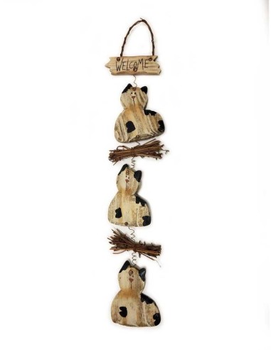 Wood and metal cat garland - welcome