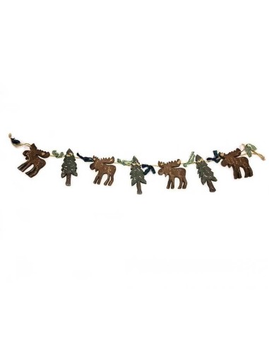 Wood and string garland - fir trees and elks