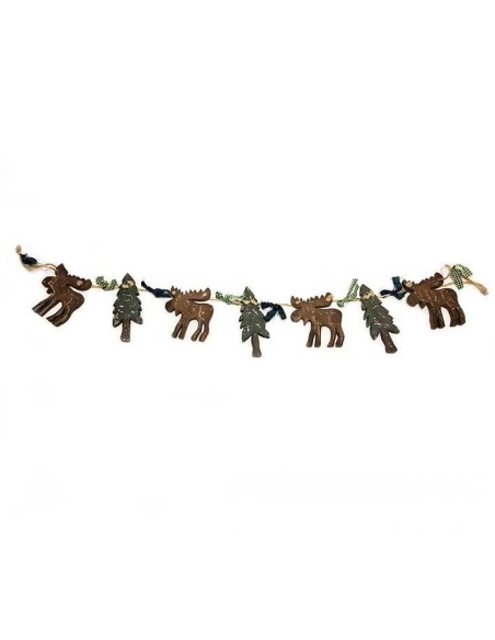 Wood and string garland - fir trees and elks