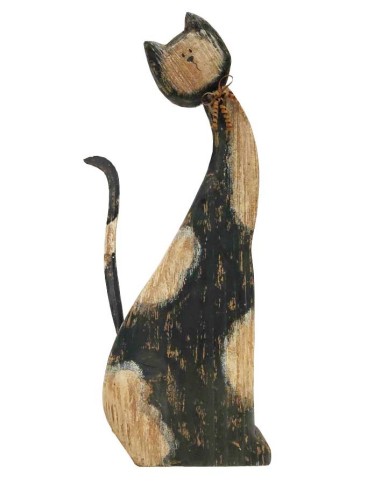 Grand chat en bois - 50 cm