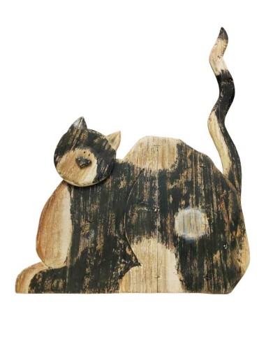 Wooden spotted cat plate