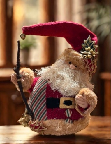 Handcrafted Santa Claus in jute, refined decoration, 20 cm – Exceptional finish and unique details.