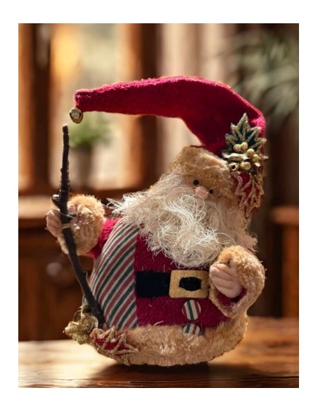 Handcrafted Santa Claus in jute, refined decoration, 20 cm – Exceptional finish and unique details.