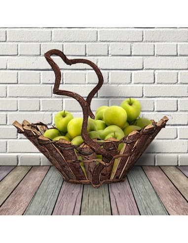 Wooden basket with handle