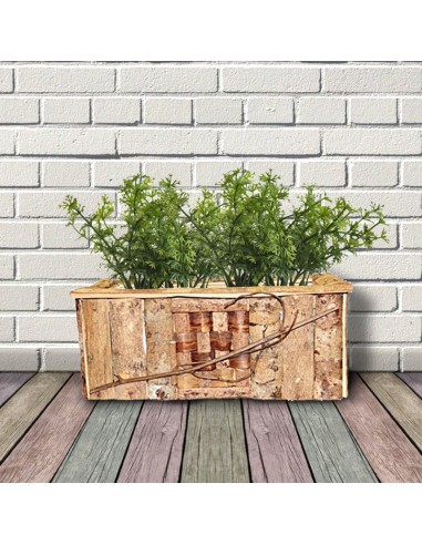 Cache pot en bois rectangulaire