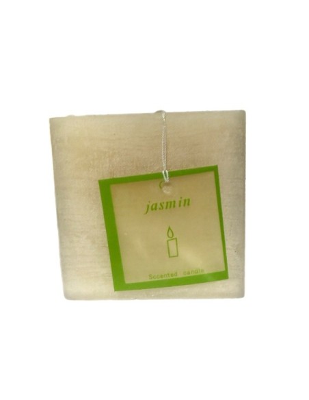 Square jasmine-scented candle in lantern 7 x 7 cm