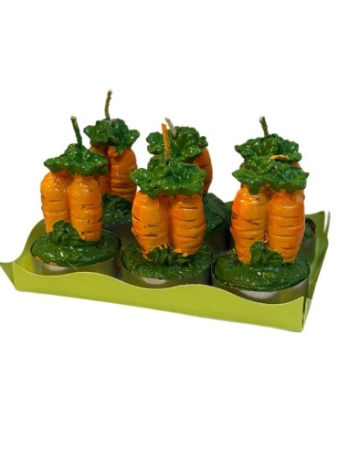 Bougies chauffe plat en forme de petites carottes - lot de 6 pièces