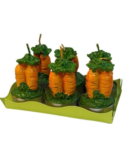 Bougies chauffe plat en forme de petites carottes - lot de 6 pièces