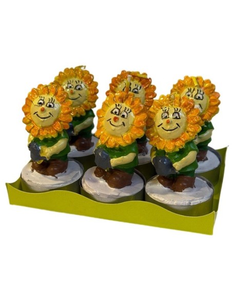 Set da 6 candele scaldavivande fatte a mano a forma di girasole