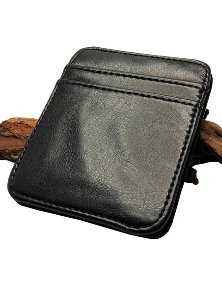 Black Faux Leather Magic Card Holder and Billfold