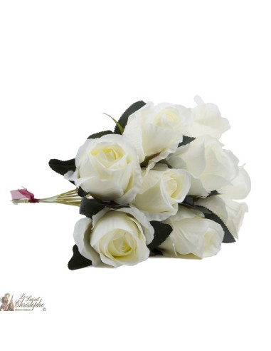 Bouquet fleurs - 10 Roses blanches