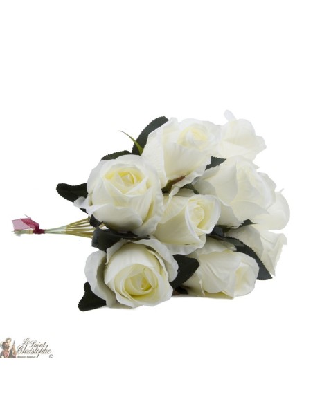 Bouquet fleurs - 10 Roses blanches